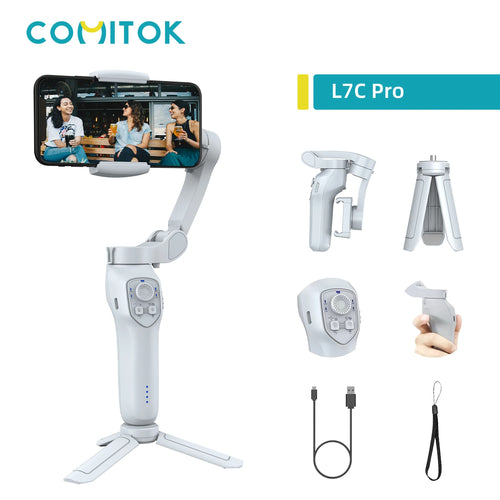 COMITOK L7C Pro 3-Axis Gimbal Stabilizer(Opt.AI Face Tracking)Foldable