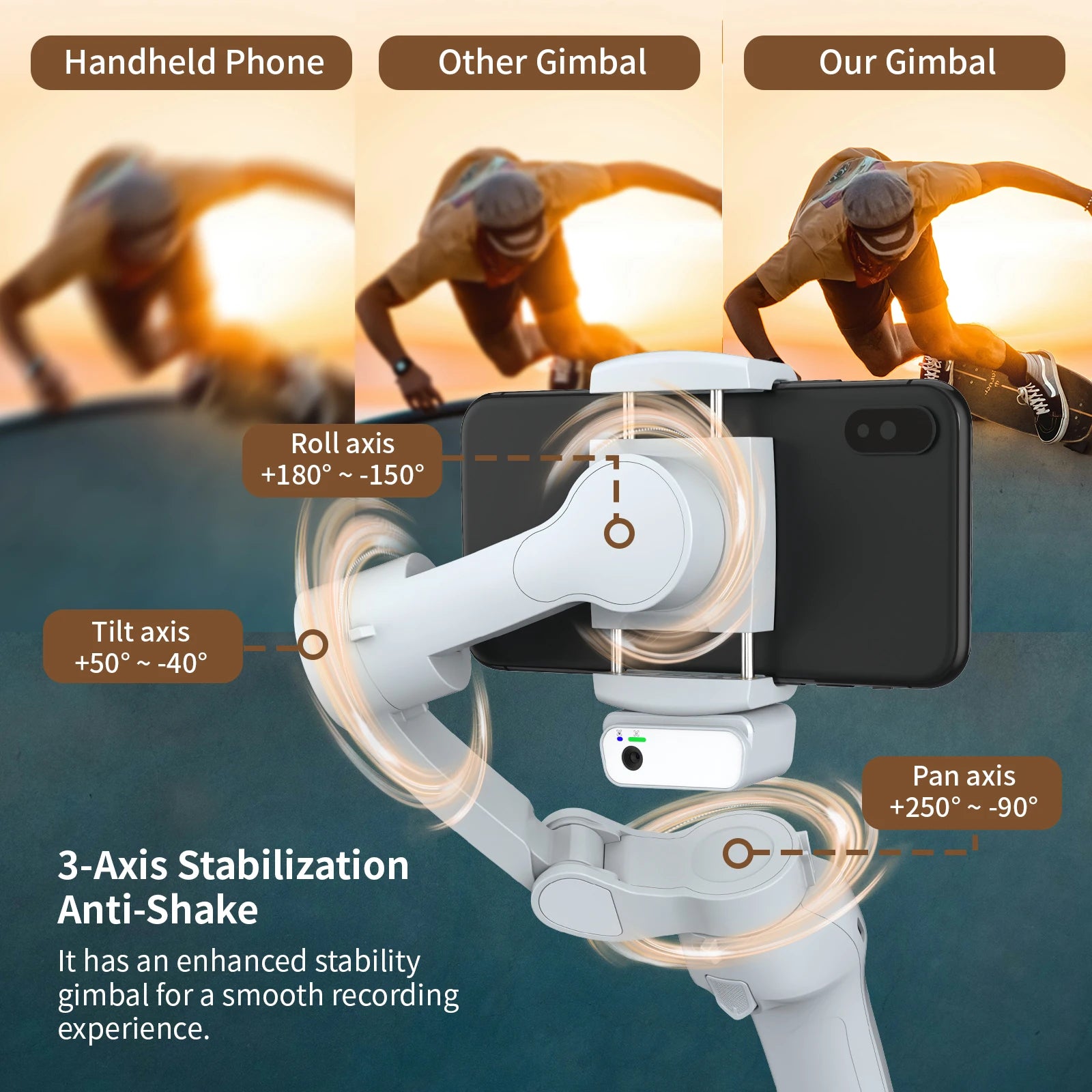 COMITOK L7C Pro 3-Axis Gimbal Stabilizer(Opt.AI Face Tracking)Foldable