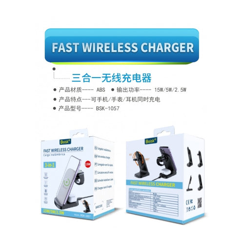 3-in-1 Wireless Charger, Fast Charging Station for iPhone