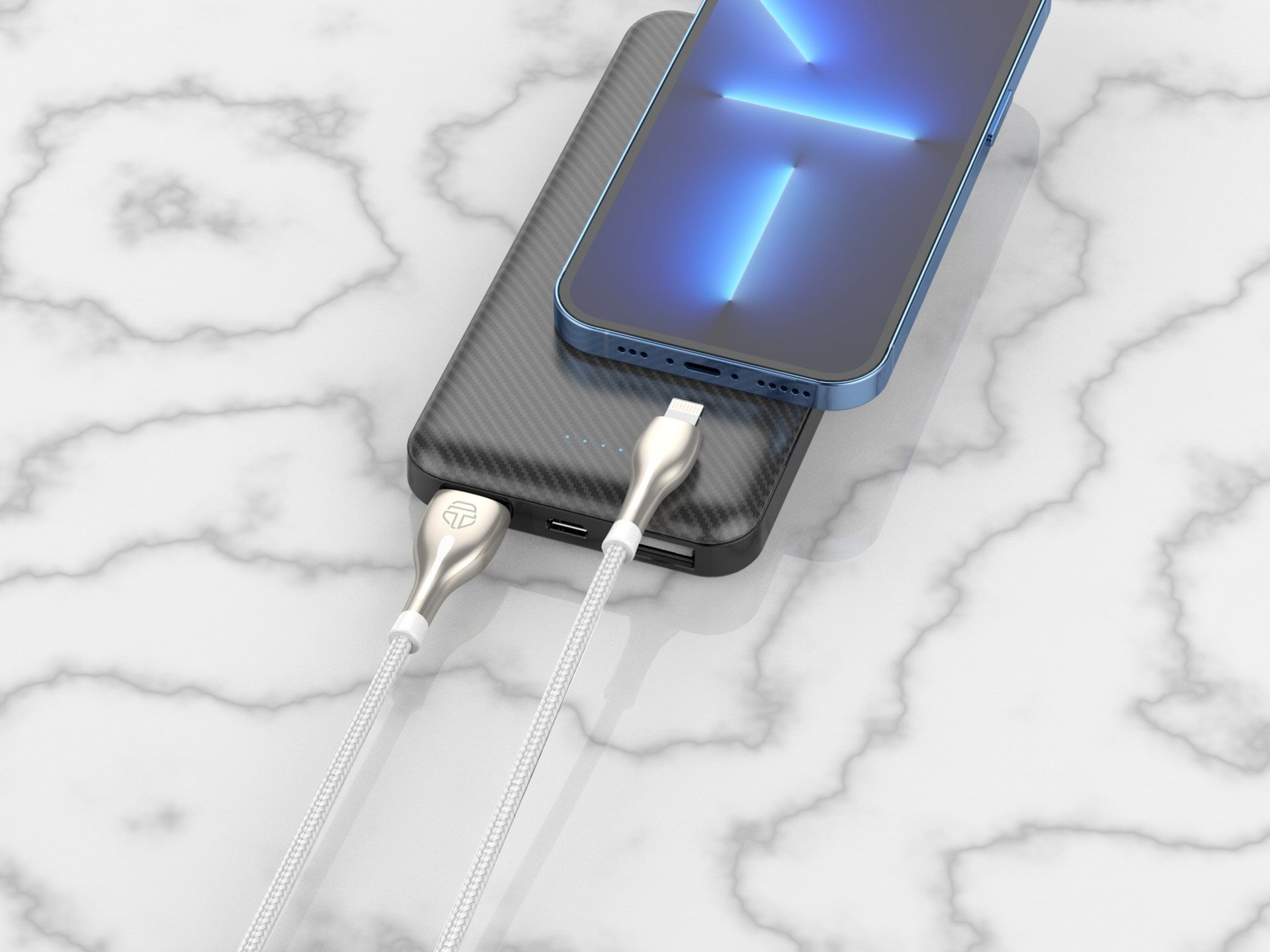 Cabo de dados USB-iP Metal da Techancy, TB1765, 1 m, 2,4 A, cinzento